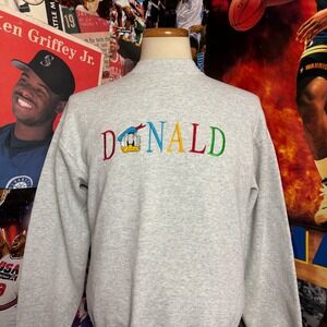 Vintage Mickey &‎ Co Donald Duck Embroidered Crewneck Sweatshirt Mens Sz Large